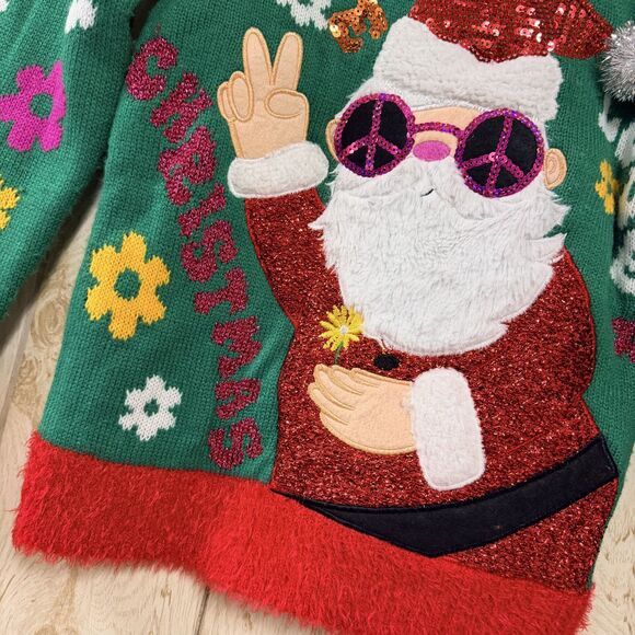 Holiday Time Crewneck Santa Ugly Sweater M - Picture 2 of 5